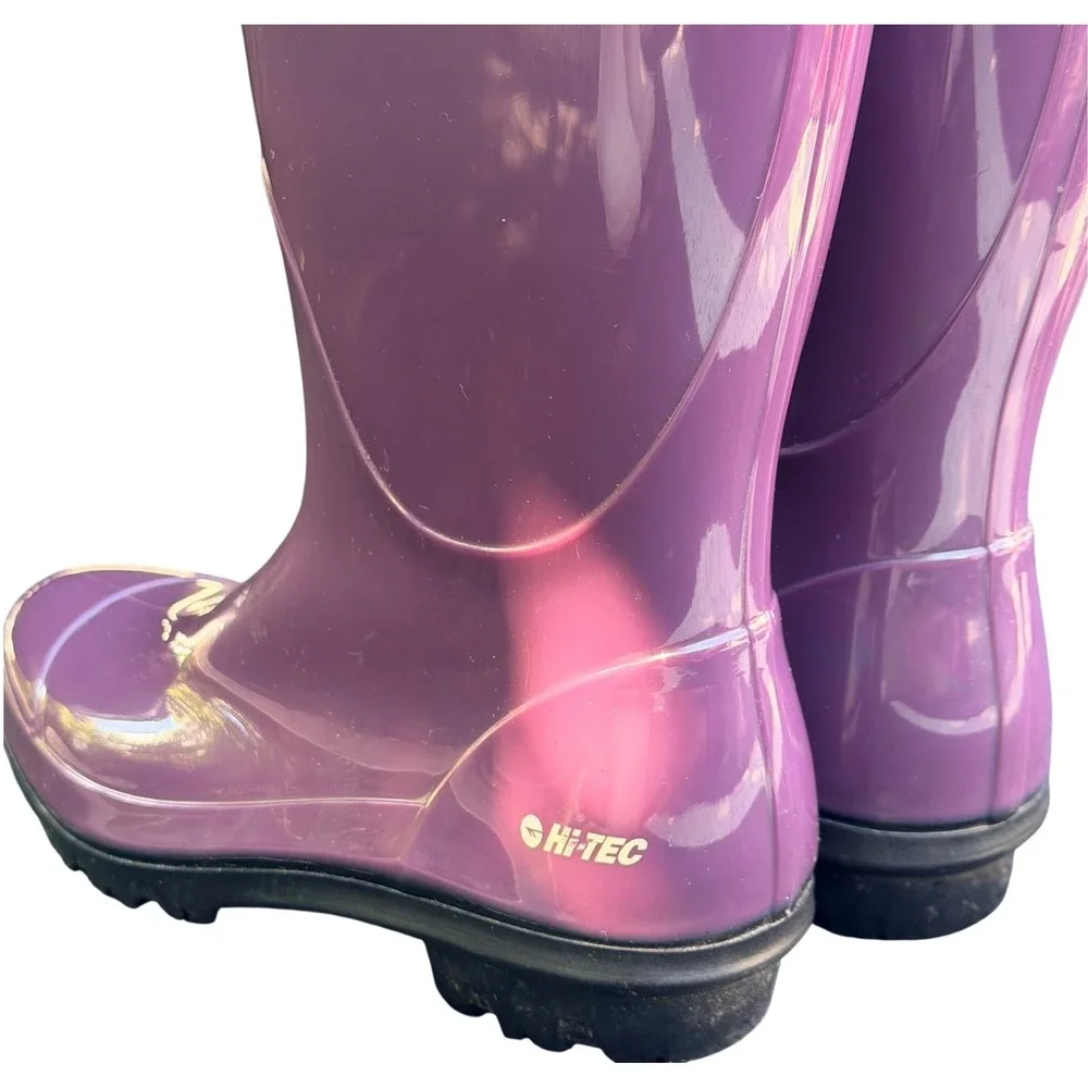 Hi-Tec Paddington Purple Glossy Tall Rubber Rain Boots Womens‎ Size 5 USA Made